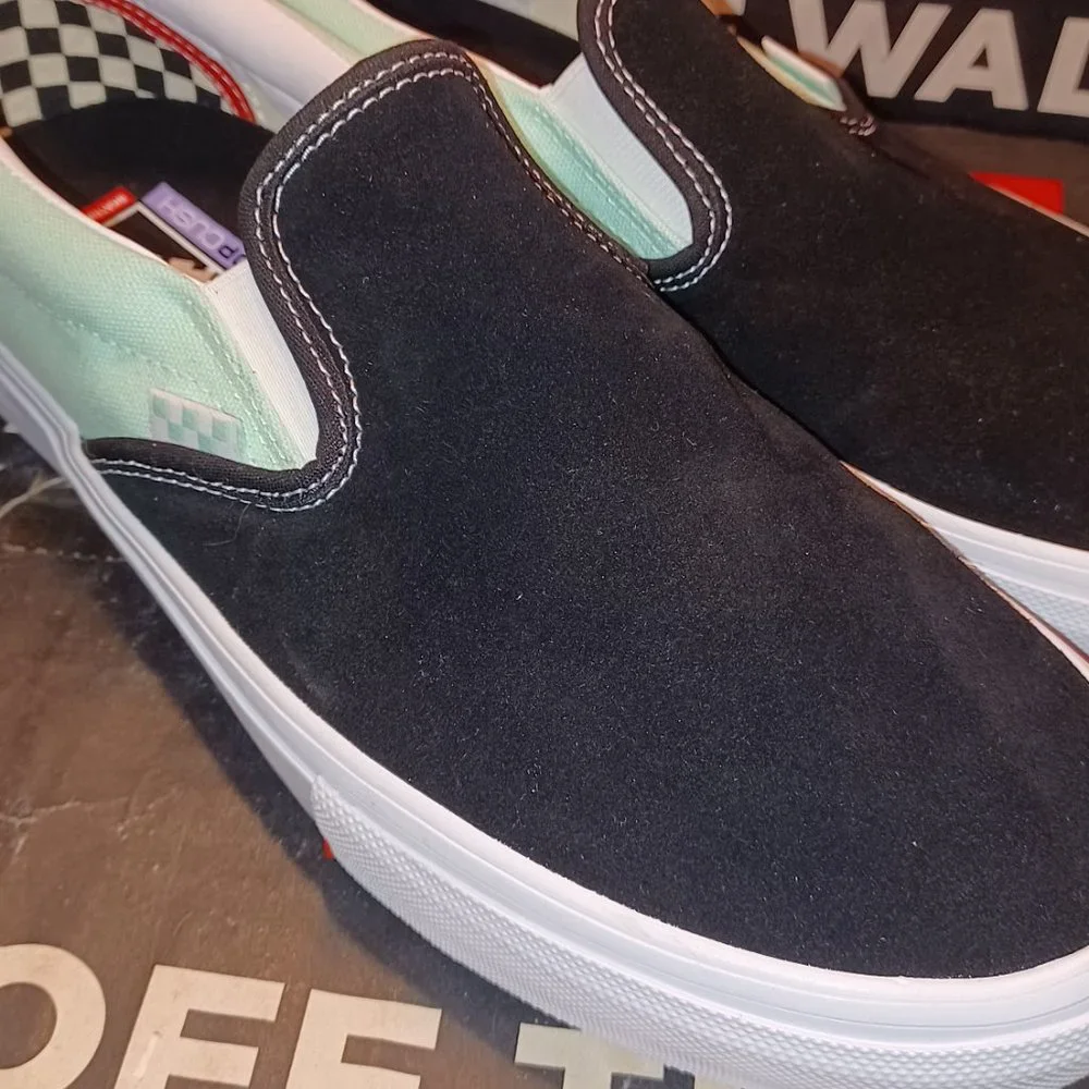 Vans Skate Slip On Mint Green Black Size US 11.5 Men New VN0A5FCAM2T Sneakers
